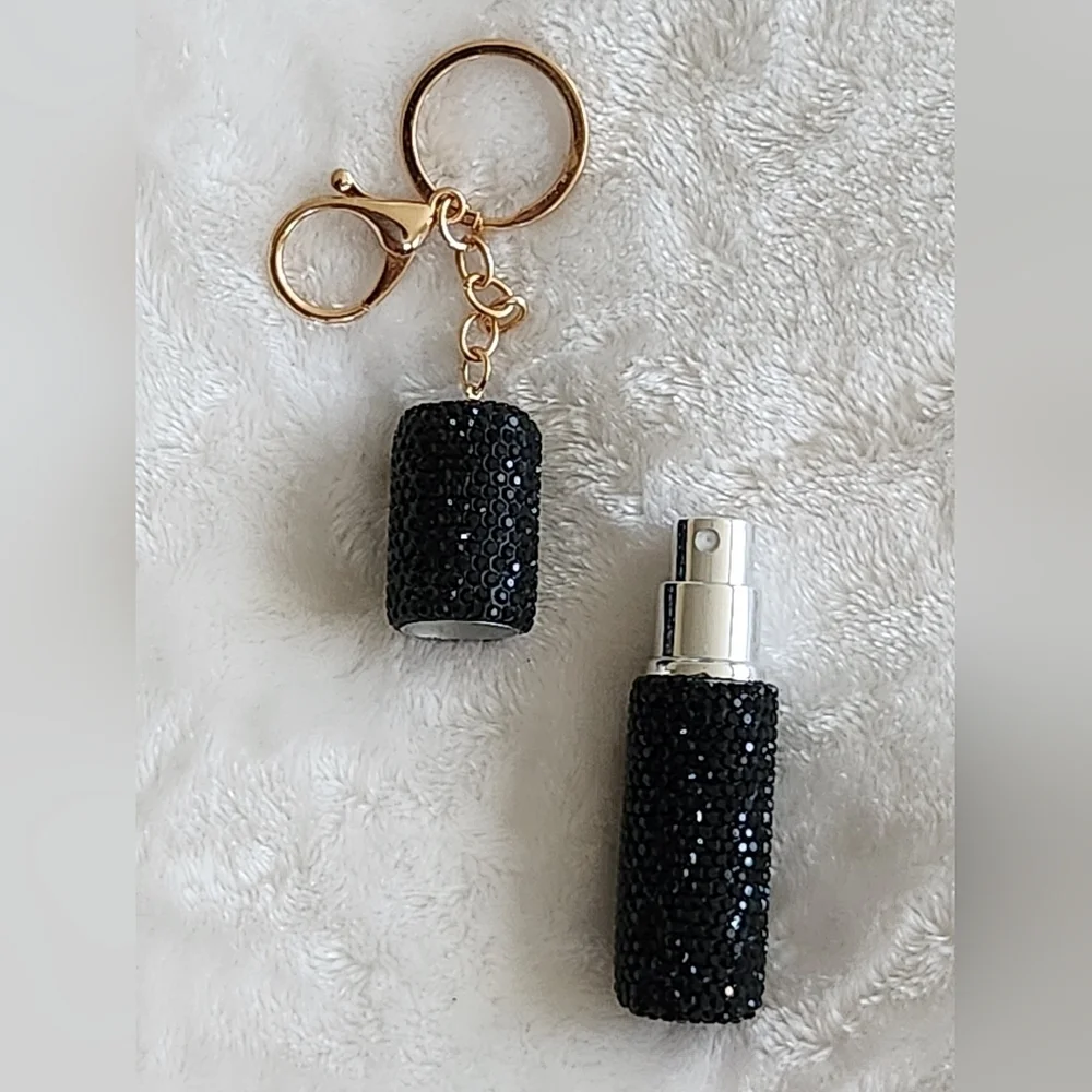 Elegant Black and Gold Perfume Keychain Accessory Bag Charm